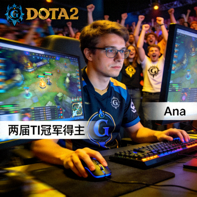 Ana选手DOTA2比赛画面，两届TI冠军得主